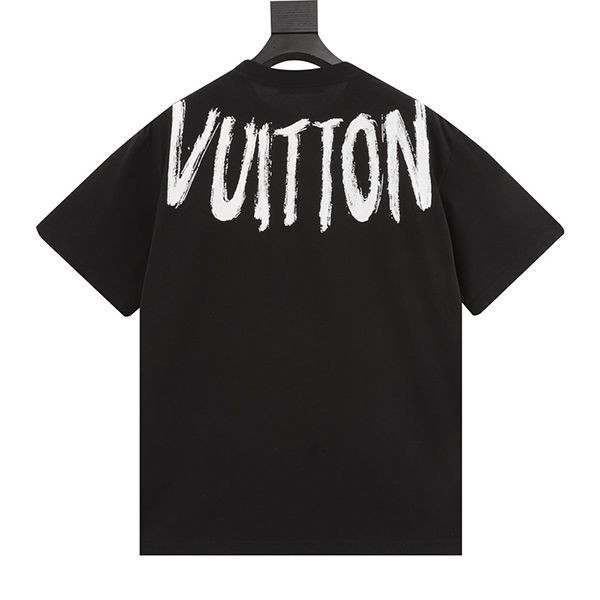 送料無料 ルイヴィトン ロゴの手描きグラフィティ刺繍入り Tシャツ 偽物 vub14136